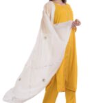 Bahaar Straight Yellow-White Suit Set