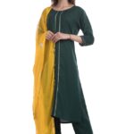 Bahaar Straight Green-Yellow Suit Set