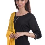 Bahaar Straight Black-Yellow Suit Set