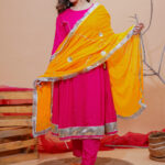 BAHAAR PINK-YELLOW SUIT SET