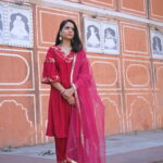 INAYAT HOT PINK VELVET SUIT SET