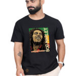 BOB MARLEY BLACK GREEN PRINTED T-SHIRT