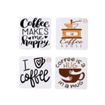 TAJNAN LOVE COFFEE Printed MDF Wooden Coasters for Home and Kitchen