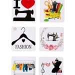 FASHION DESIGNER PRINTED SQUARE COASTER SET OF 6