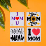 LOVE MOM PRINTED SQUARE COASTER SET OF 4