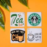 TEA TIME PRINTED SQUARE COASTER SET OF 4