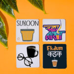 KADAK CHAI PRINTED SQUARE COASTER SET OF 4