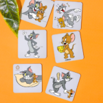 TOM&JERRY PRINTED WOODEN SQUARE COASTER SET OF 6