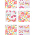 BUTTERFLY PRINTED SQUARE COASTER SET OF 6