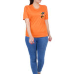 TAJNAN ORANGE LINE ART PRINT WOMEN'S T-SHIRT