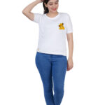 TAJNAN WHITE SIMBA PRINT WOMEN'S T-SHIRT