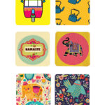 AESTHETIC VINTAGE PRINTED SQUARE COASTER SET OF 6