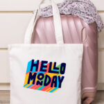 Eco Right Canvas Tote Bags for Unisex, College Bag for Girls & Boys, 100% Organic Canvas Cotton Tote Bag for Traveling & Daily Use (Hello Monday)