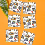 AUTO PRINTED SQUARE COASTER SET OF 6