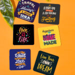 LIFE CAPTION PRINT SQUARE COASTER SET OF 6