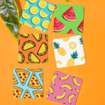 TAJNAN FRUIT PRINT COASTER SET OF 6