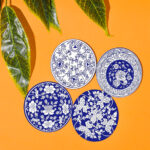 TAJNAN BLUE POTTERY PRINT ROUND COASTER