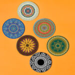 TAJNAN RANGOLI PRINT ROUND COASTER PACK OF 6