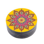 TAJNAN RANGOLI PRINT ROUND COASTER PACK OF 6