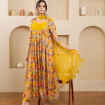 INAYAT PRINT ON FULL ANARKALI YELLOW SUIT SET