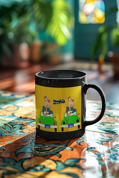 Tajnan Kabhi Aar Kabhi Paar Coffee Mug – Vibrant Desi Girl Illustration Ceramic Cup - Image 3