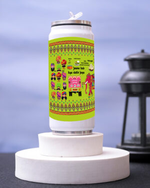 Tajnan Ethnic Print Stainless Steel Tumbler with Straw – Insulated Travel Sipper Bottle for Hot & Cold Beverages