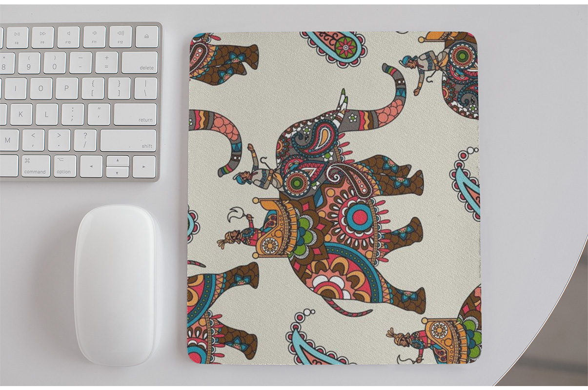 Tajnan Elephant Art Printed Mouse Pad – Colorful Ethnic Design Desk Mat for Office & Home - Image 2