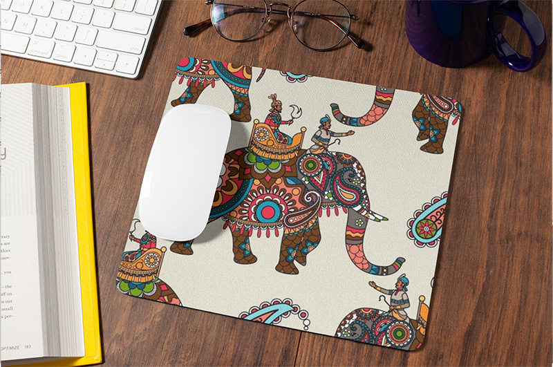 Tajnan Elephant Art Printed Mouse Pad – Colorful Ethnic Design Desk Mat for Office & Home - Image 3