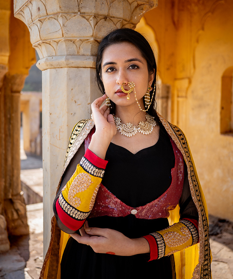 Tajnan Black Anarkali Suit with Yellow Dupatta – Embroidered Festive Ethnic Wear for Women - Image 2