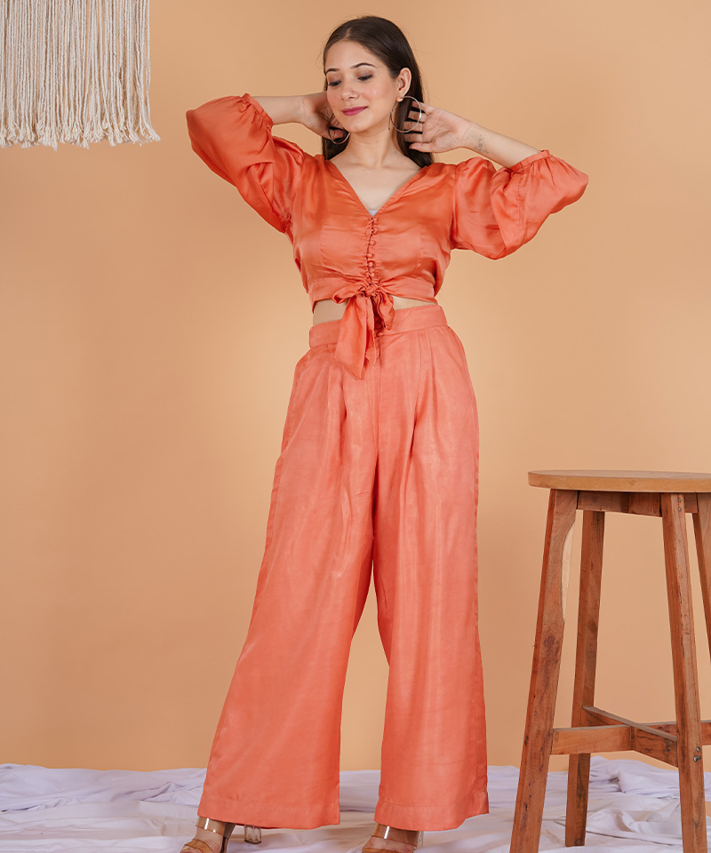 Tajnan Sunset Glow Satin Co-Ord Set